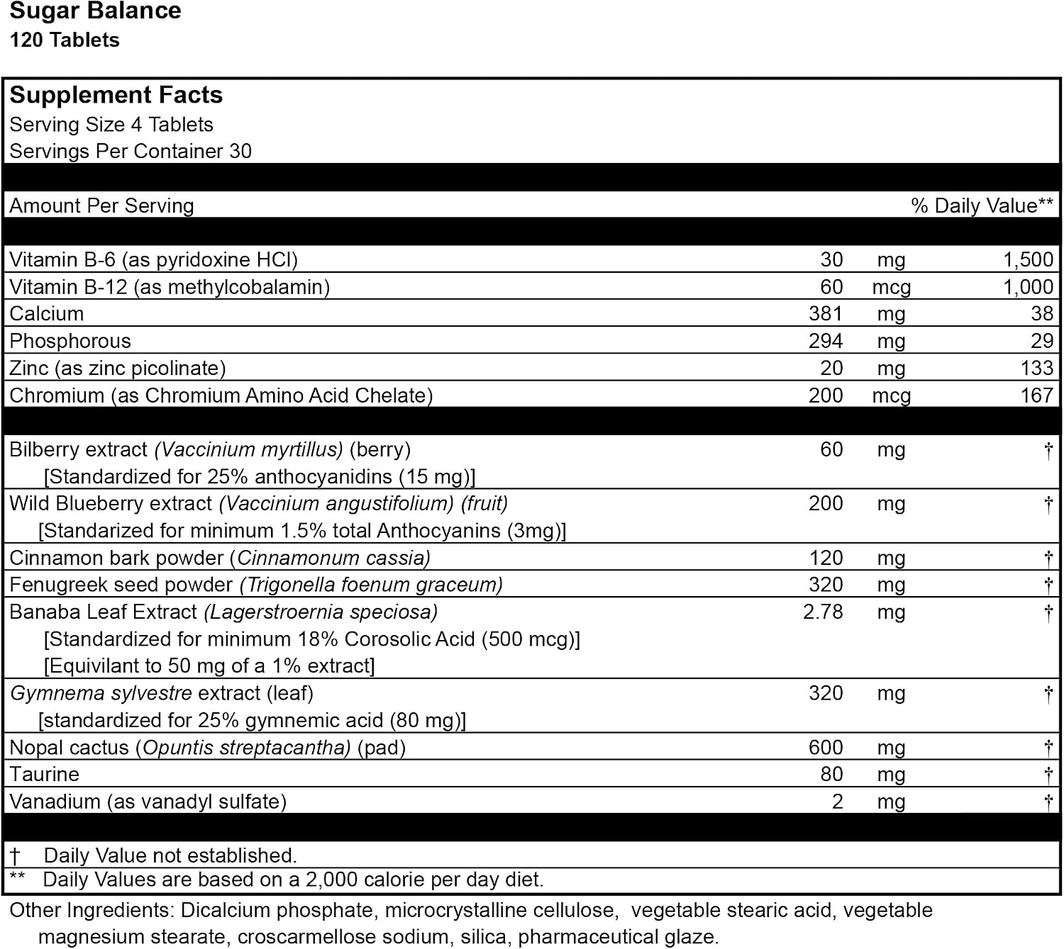 Sugar Balance Support 120 Tablets by Dr. Venessa's Formulae - görsel 2