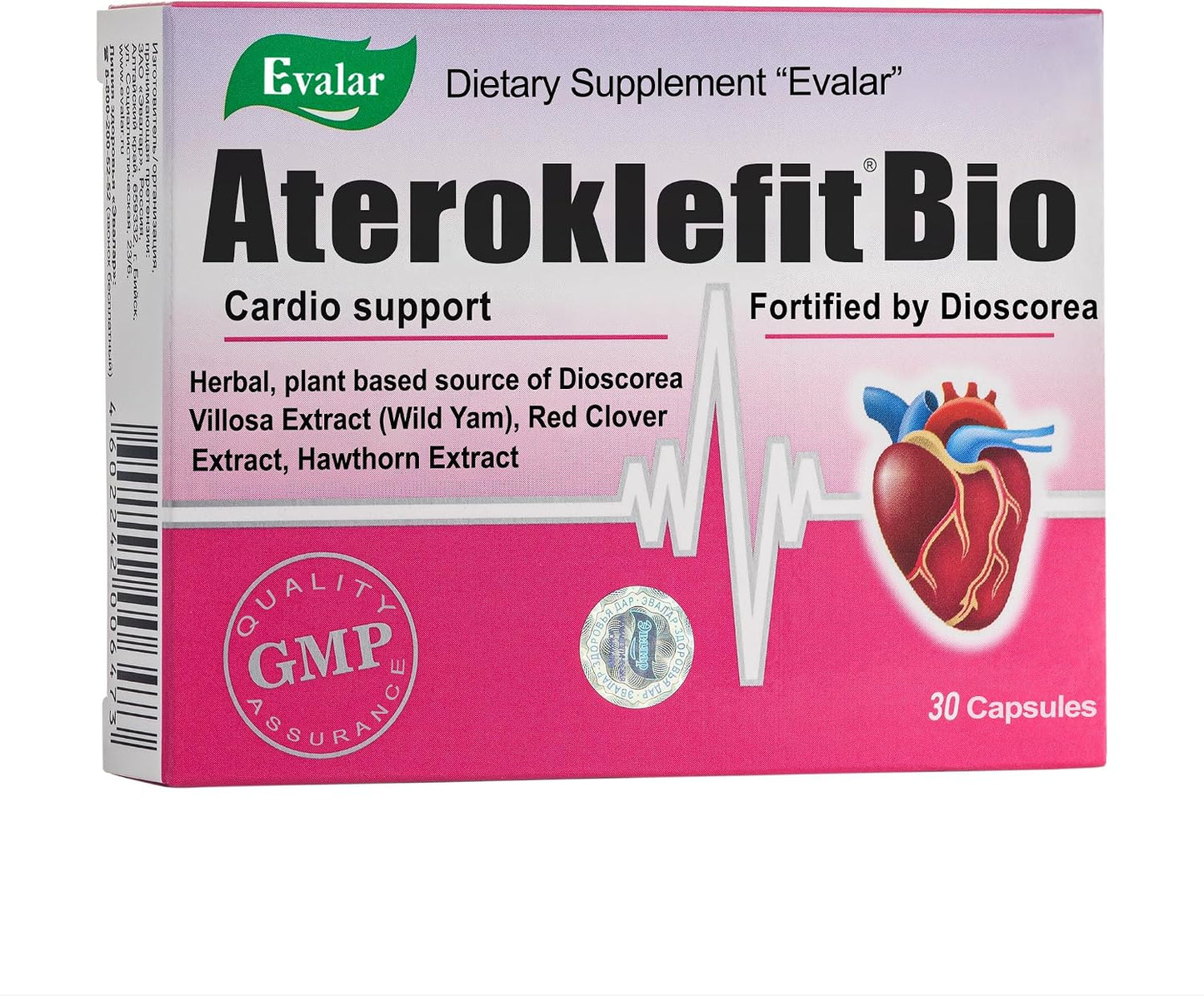 Evalar Dioscorea Villosa Wild Yam Red Clover Extract Ateroklefit Herb - 30 Capsules - görsel 1