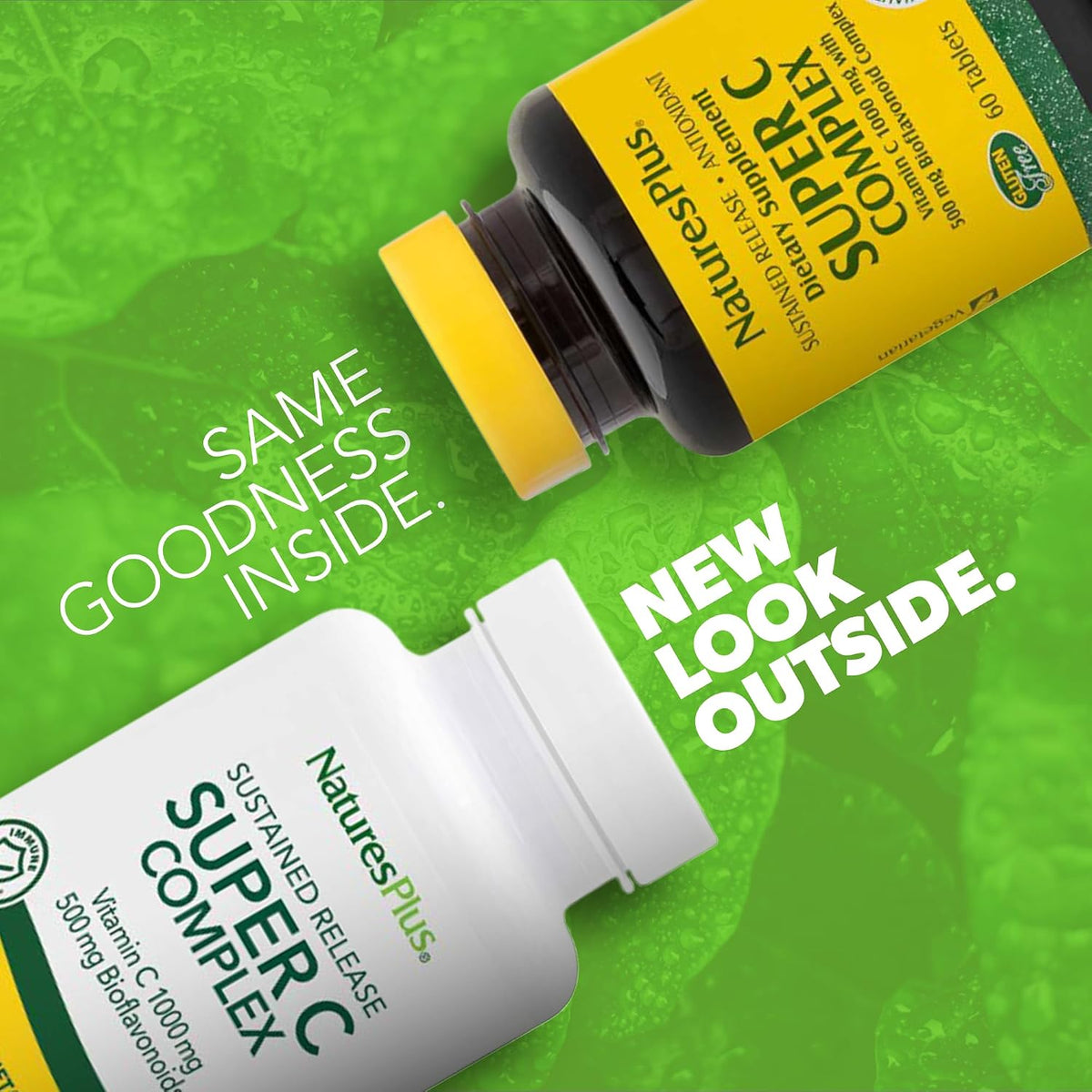 NaturesPlus Super C Complex, Sustained Release - 1000 mg Vitamin C with 500 mg Bioflavonoids - 60 Tablets - görsel 2