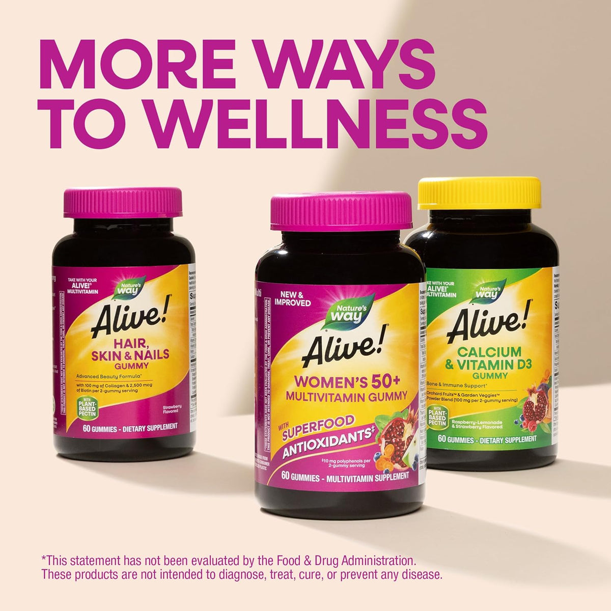 Nature's Way Alive! Women's 50 Plus Multivitamin Gummy, Mixed Berry, 130 Gummies - görsel 7