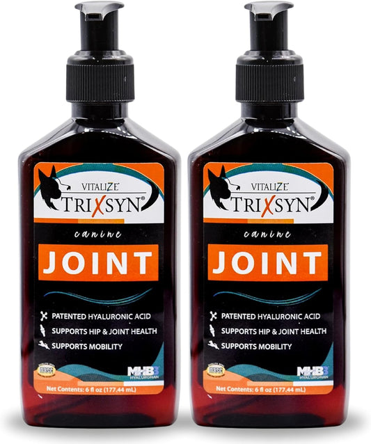TRIXSYN Canine - Dog Hip and Joint Supplement - Liquid Hyaluronic Acid HA - Patented MHB3 Formula for Senior Dogs - 177 ml (2 Pack)
