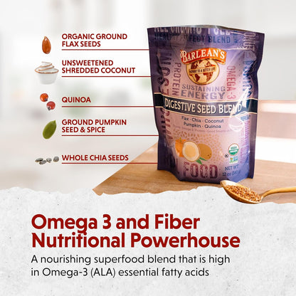 Barlean's Organic Digestive Seed Blend – Chia, Flax, Pumpkin Seeds, Quinoa & Coconut (340 g)