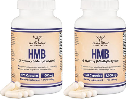 Double Wood Supplements HMB Supplement - 120 Capsules, 1000 mg per Serving