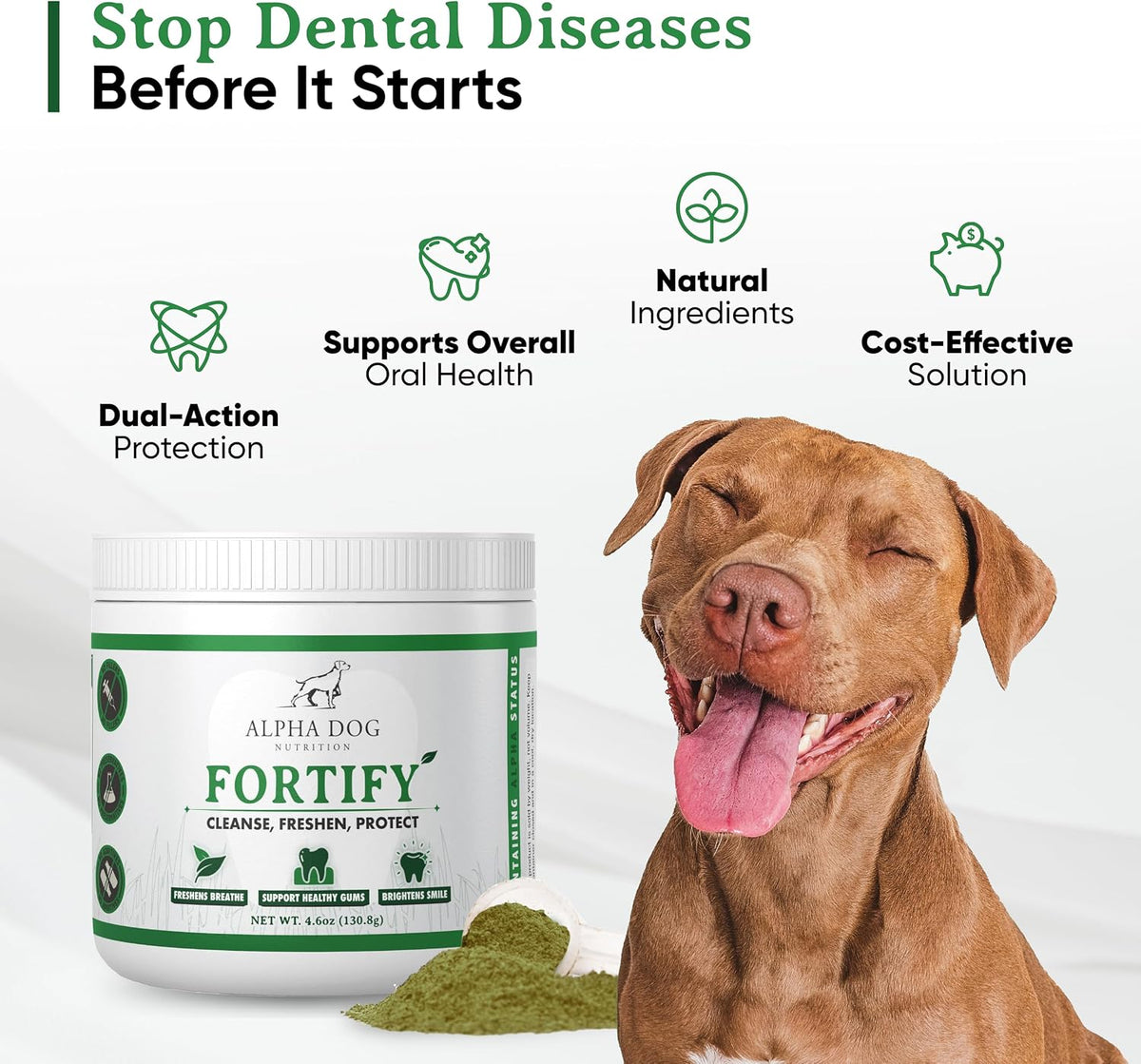 Alpha Dog Teeth Cleaning Powder - Natural Dental Powder for Dogs with Kelp and Probiotics - görsel 2