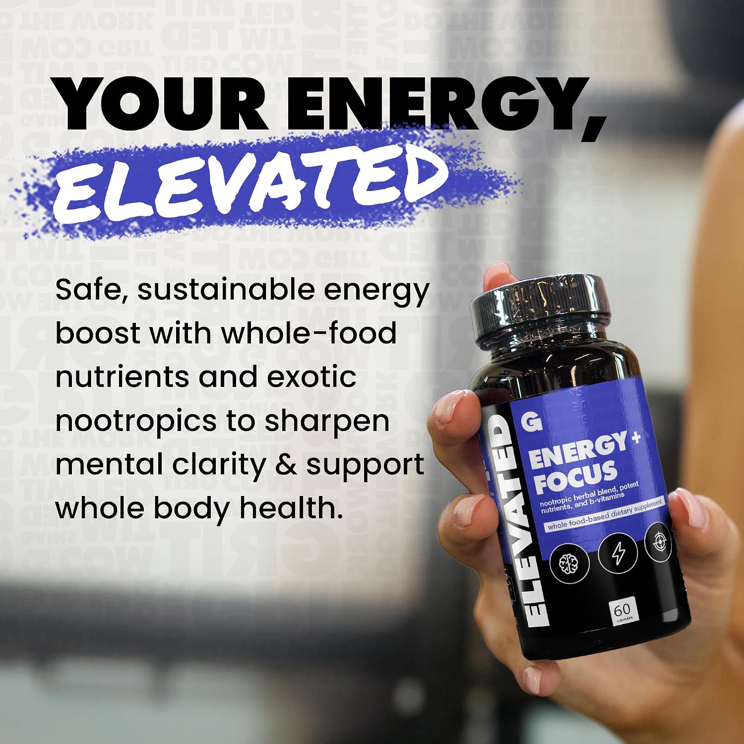 Gains in Bulk Elevated Nootropic Herbal Energy Supplement - 60 Capsules - görsel 2