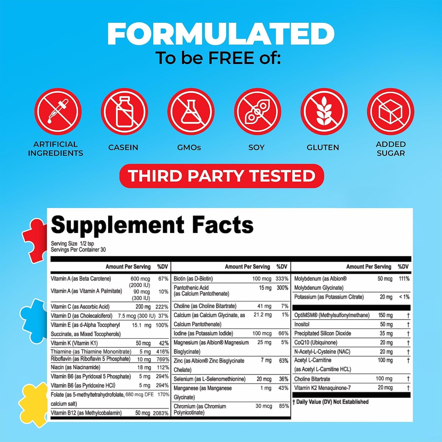 My Spectrum Heroes Kids Powder Multivitamin - Non-GMO, Gluten-free, Neural Support for Children - 30 Servings - görsel 4