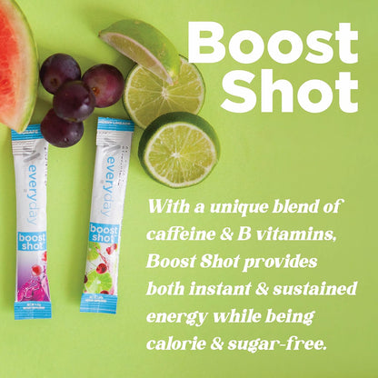 TransformHQ Boost Shot Powder Drink Stick Packets, Rocket Pop, 7 Pack, Energy Supplements for Women & Men, with Caffeine, Vitamin B12, B9, B6 & B3