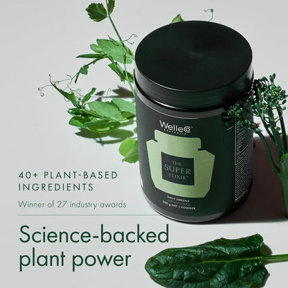 WelleCo The Super Elixir, Daily Greens Powder with Probiotics and Superfoods, Unflavoured, 300g