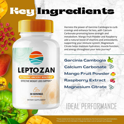 IDEAL PERFORMANCE Leptozan Capsules – Official Food Supplement for Body and Fitness Goals, All Natural Formula (2 Pack)