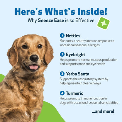 Pet Wellbeing Sneeze Ease for Dogs - Herbal Supplement for Seasonal Allergies, Sneezing & Nose/Eye Discomfort - 59 ml (2 fl oz)