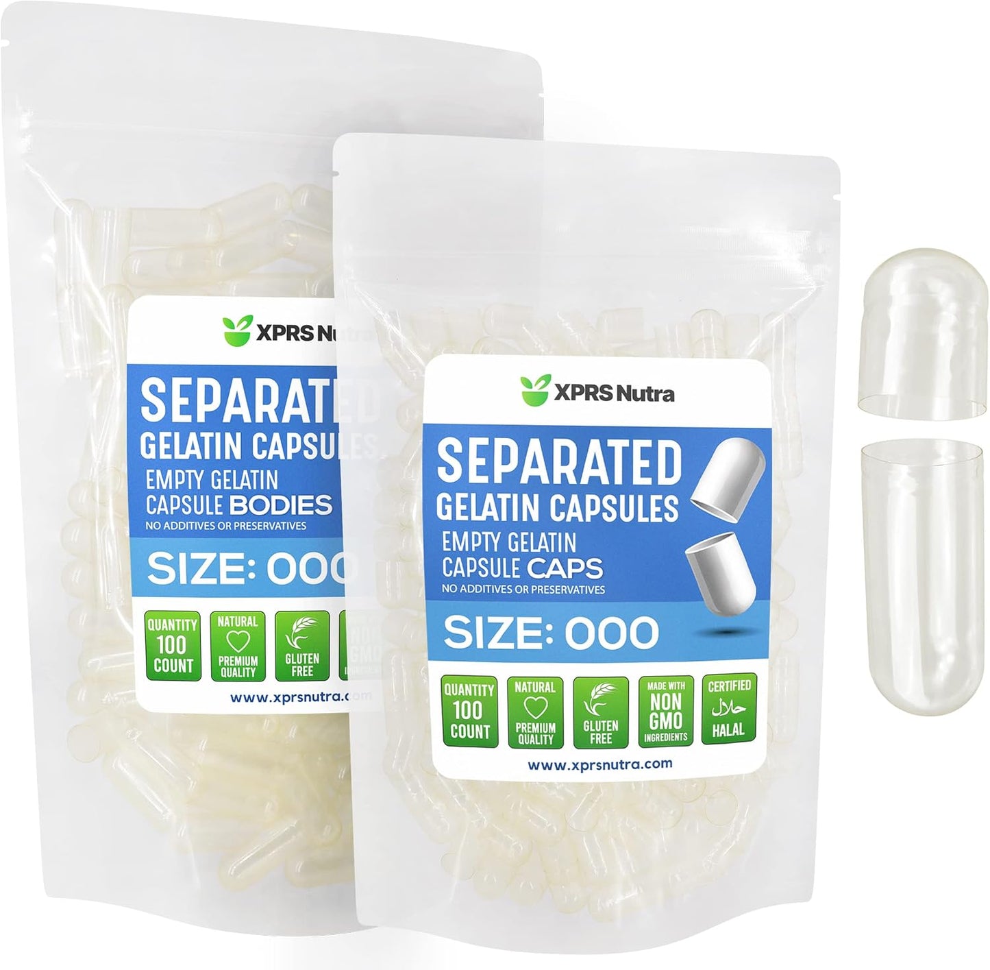 XPRS Nutra Separated Capsules Size 000 - 500 Count Clear Empty Gelatine Capsules - görsel 8