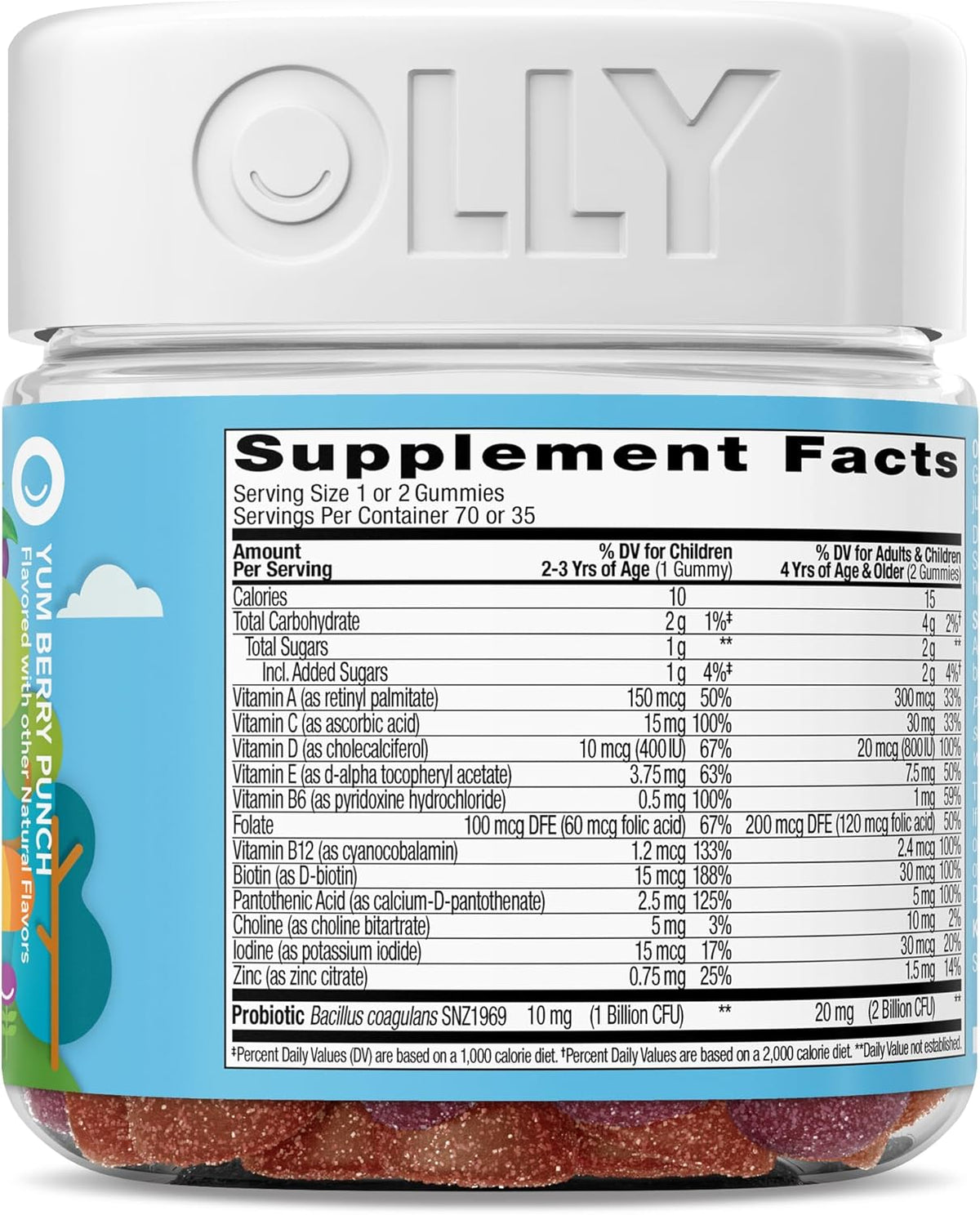 OLLY Kids Multivitamin & Probiotic Gummy - Berry - 70 Gummies - görsel 7