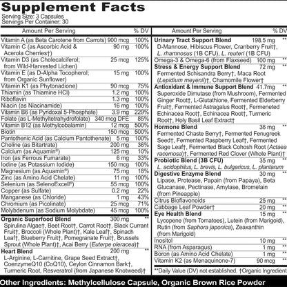 Methylated Multivitamin for Women with Iron | 44 Organic Wholefood Nutrients | 90 Vegan Capsules