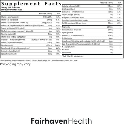 Fairhaven Health FH Pro for Women | Fertility Supplement with Myo-Inositol & CoQ10 | 180 Capsules