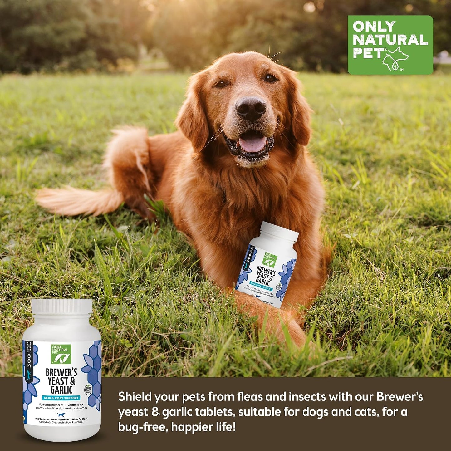 Only Natural Pet Brewer's Yeast & Garlic Chewables for Dogs - All-Natural Flea & Tick Prevention - Fortified with B Vitamins - 300 Chewable Tablets (3 Pack) - görsel 6
