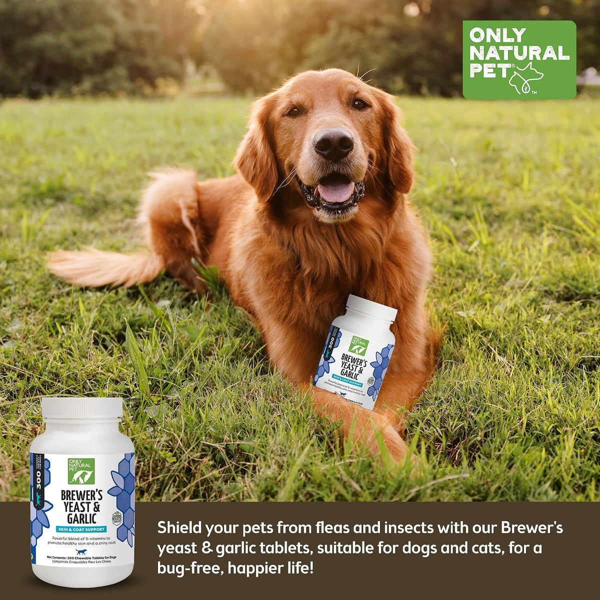 Only Natural Pet Brewer's Yeast & Garlic Chewables for Dogs - All-Natural Flea & Tick Prevention - Fortified with B Vitamins - 300 Chewable Tablets (3 Pack) - görsel 6
