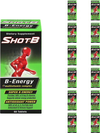 Shot B Energy Multivitamin - 60 Tablets (Pack of 12)