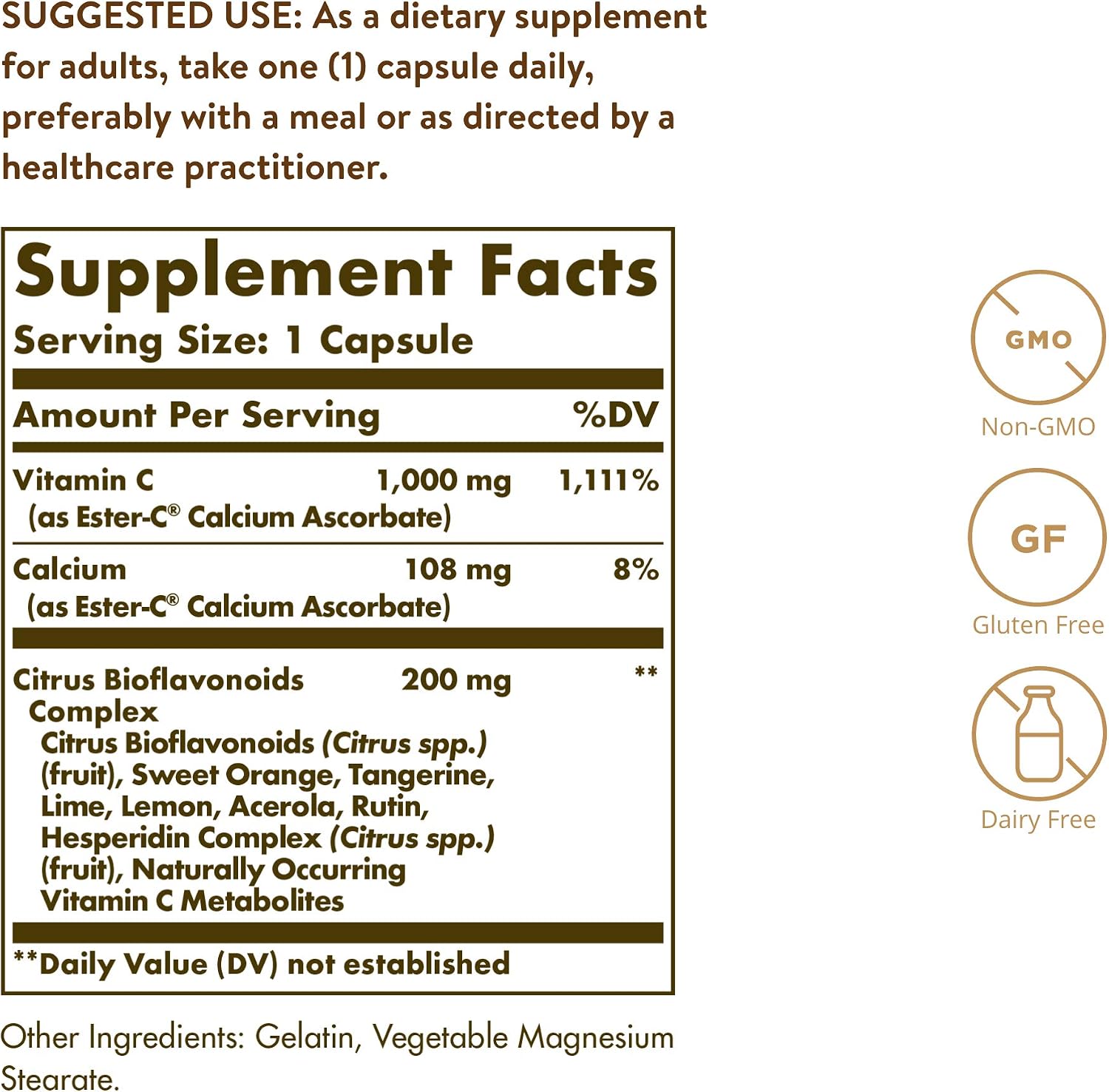 Solgar Ester-C Plus 1000 mg Vitamin C with Citrus Bioflavonoids - 100 Capsules - Gentle & Non-Acidic - Sustained Immune System Support - görsel 2