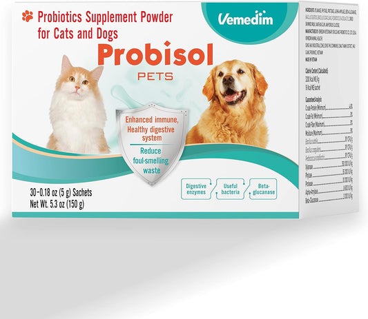 Probisol Pets Probiotic Powder for Dogs and Cats – Milk Flavoured, 30 Sachets