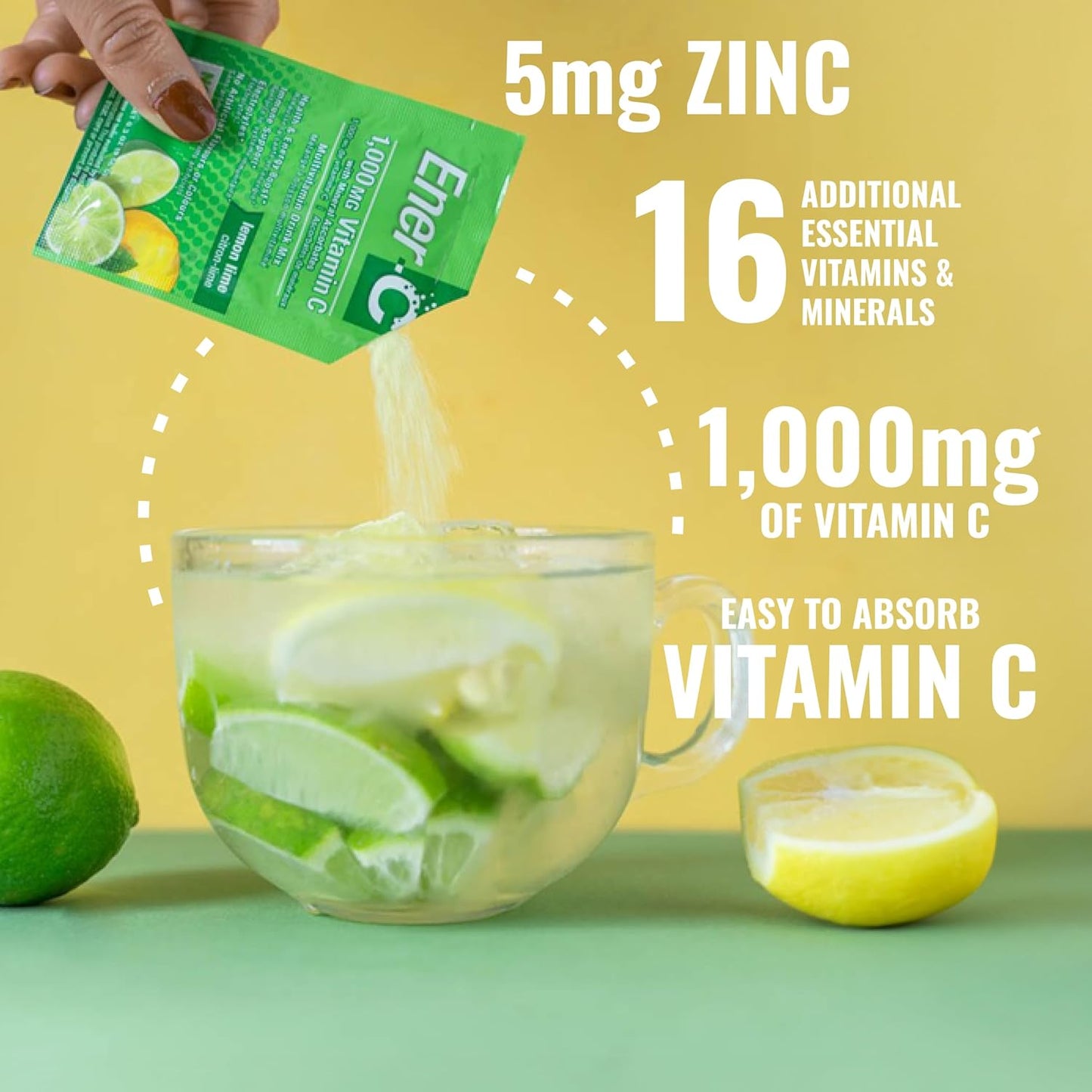 Ener-C Multivitamin Drink Mix with Electrolytes, Lemon & Lime Flavour, 60 Sachets - görsel 4