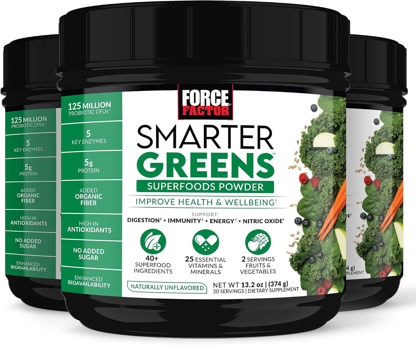 Force Factor Smarter Greens Superfoods Powder - 3-Pack (90 Servings) - görsel 1
