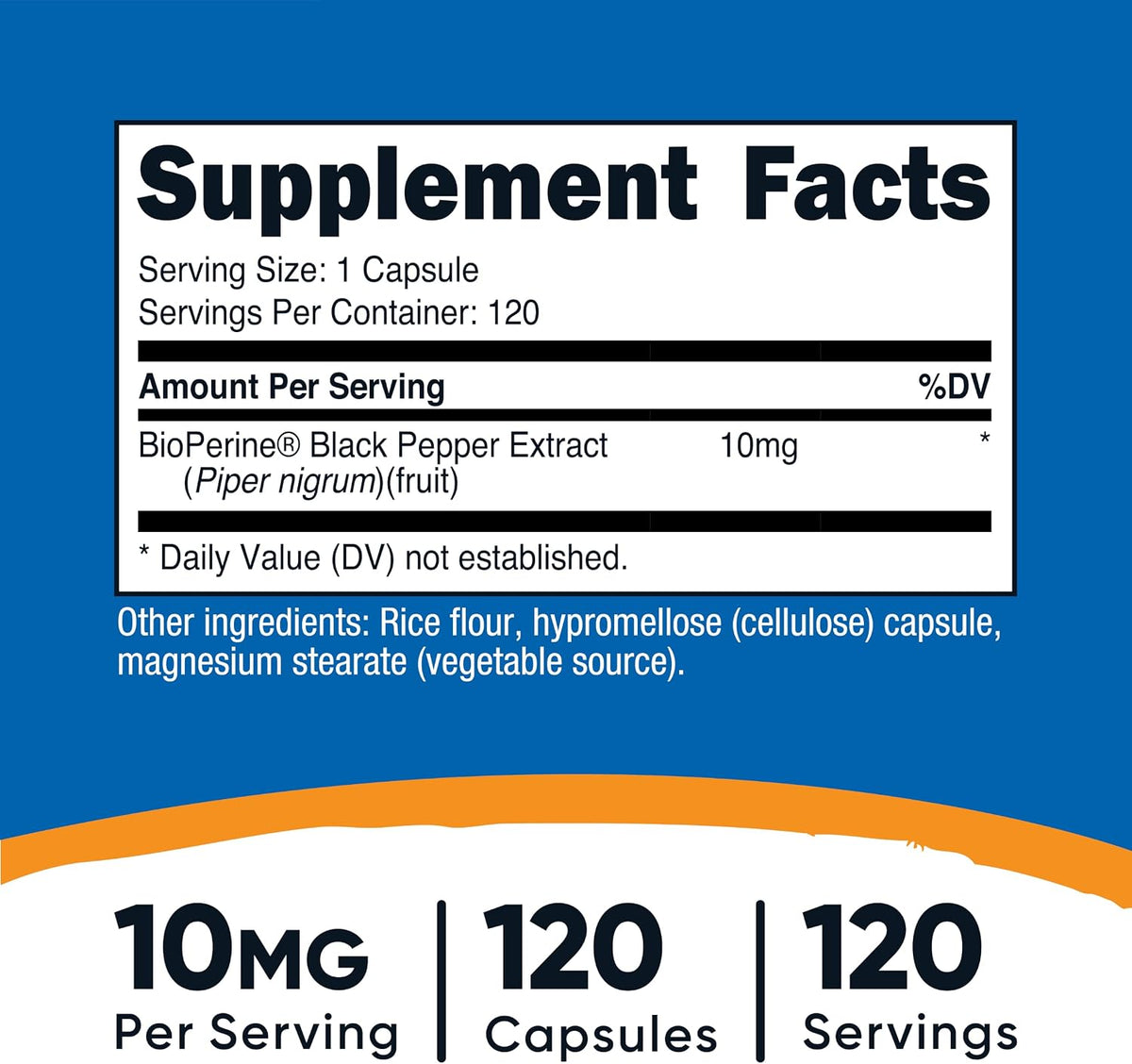 Nutricost Bioperine (Black Pepper Extract), 10mg Per Serving, 120 Capsules - Gluten-free - görsel 2