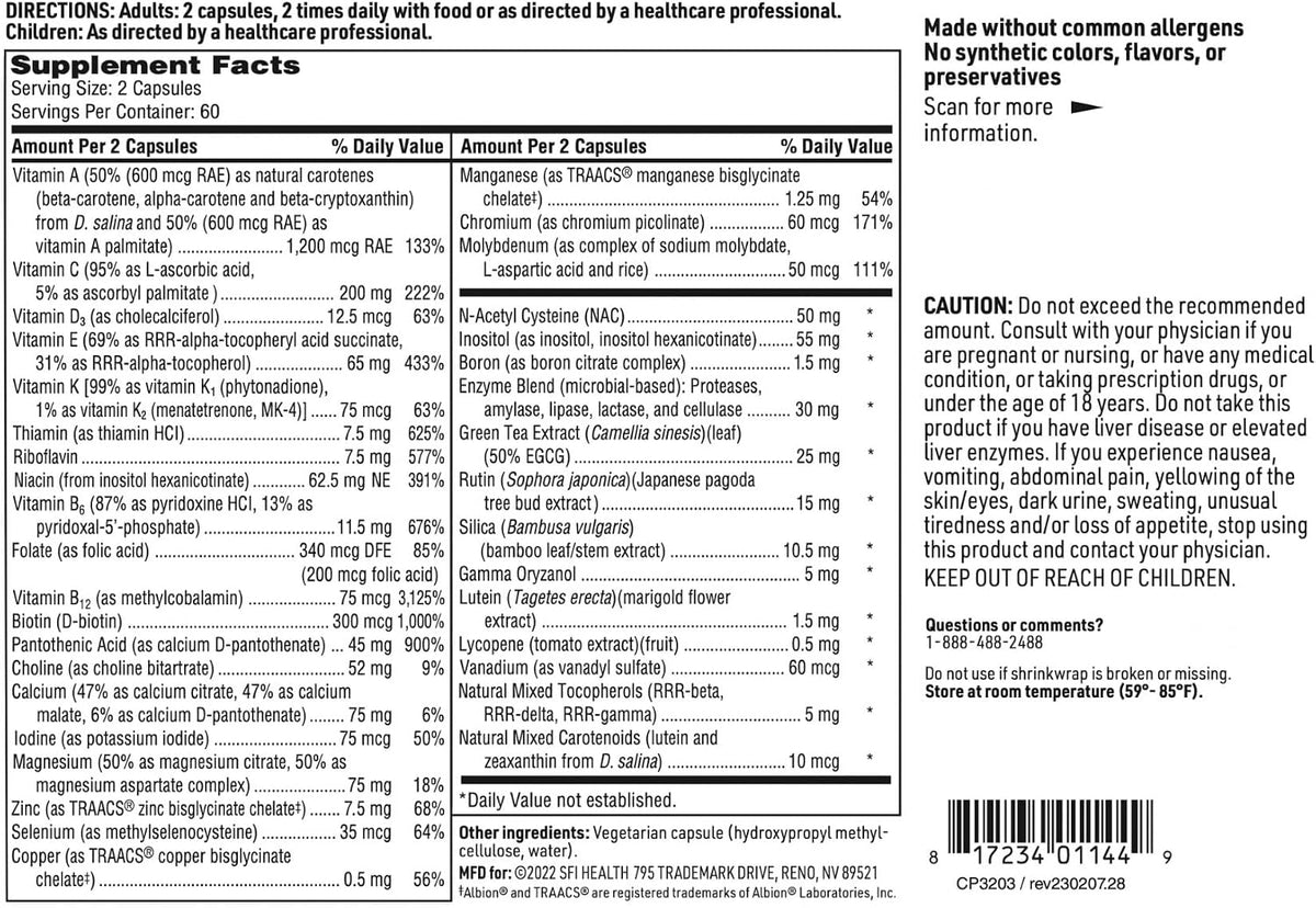 Klaire Labs SFI Health Core Multi - Multimineral & Multivitamin - No Iron - 120 Capsules - görsel 5
