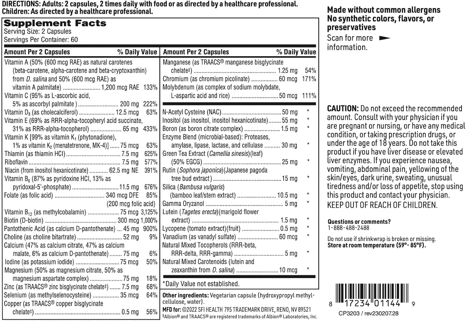 Klaire Labs SFI Health Core Multi - Multimineral & Multivitamin - No Iron - 120 Capsules - görsel 5