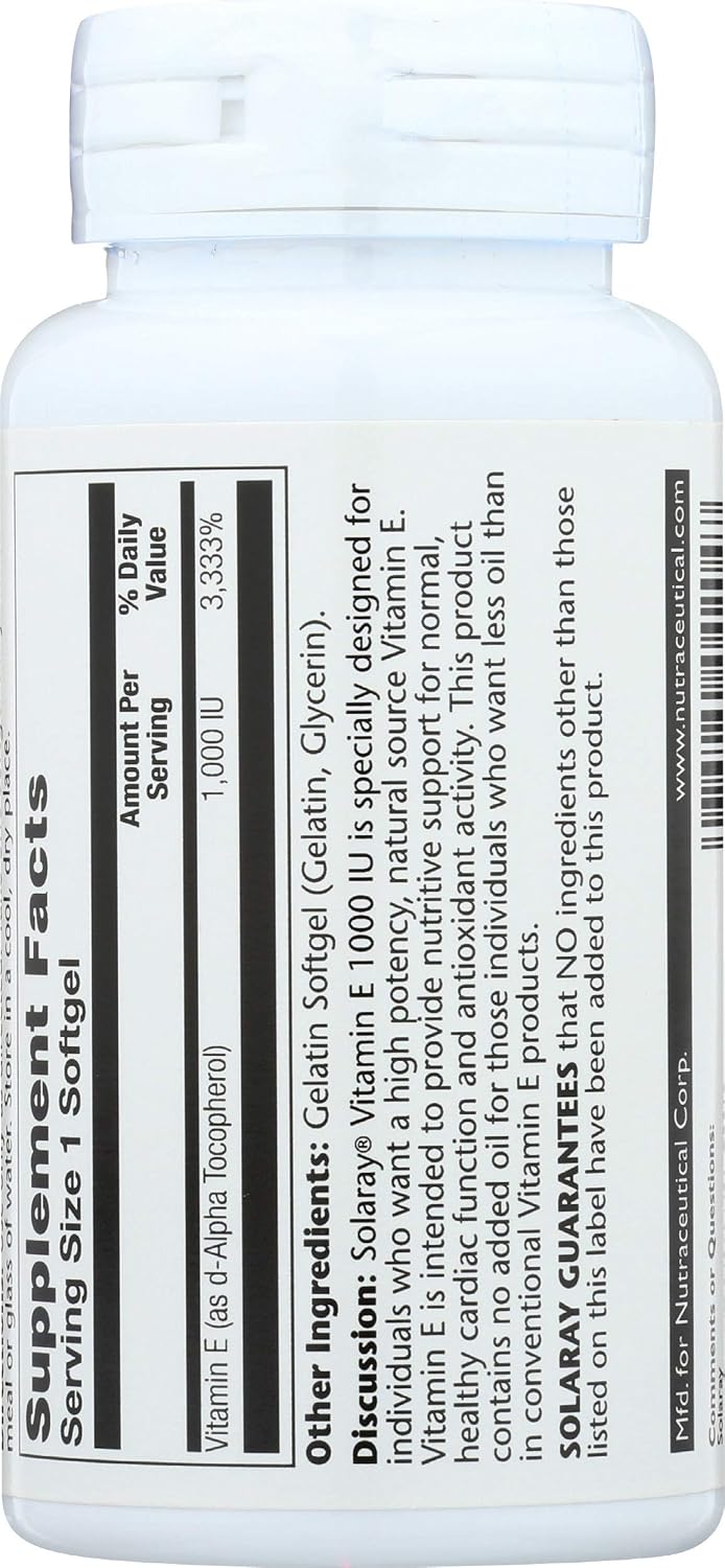 Solaray E-1000 d-Alpha Tocopherol 1000 IU - 60 Softgels - görsel 2