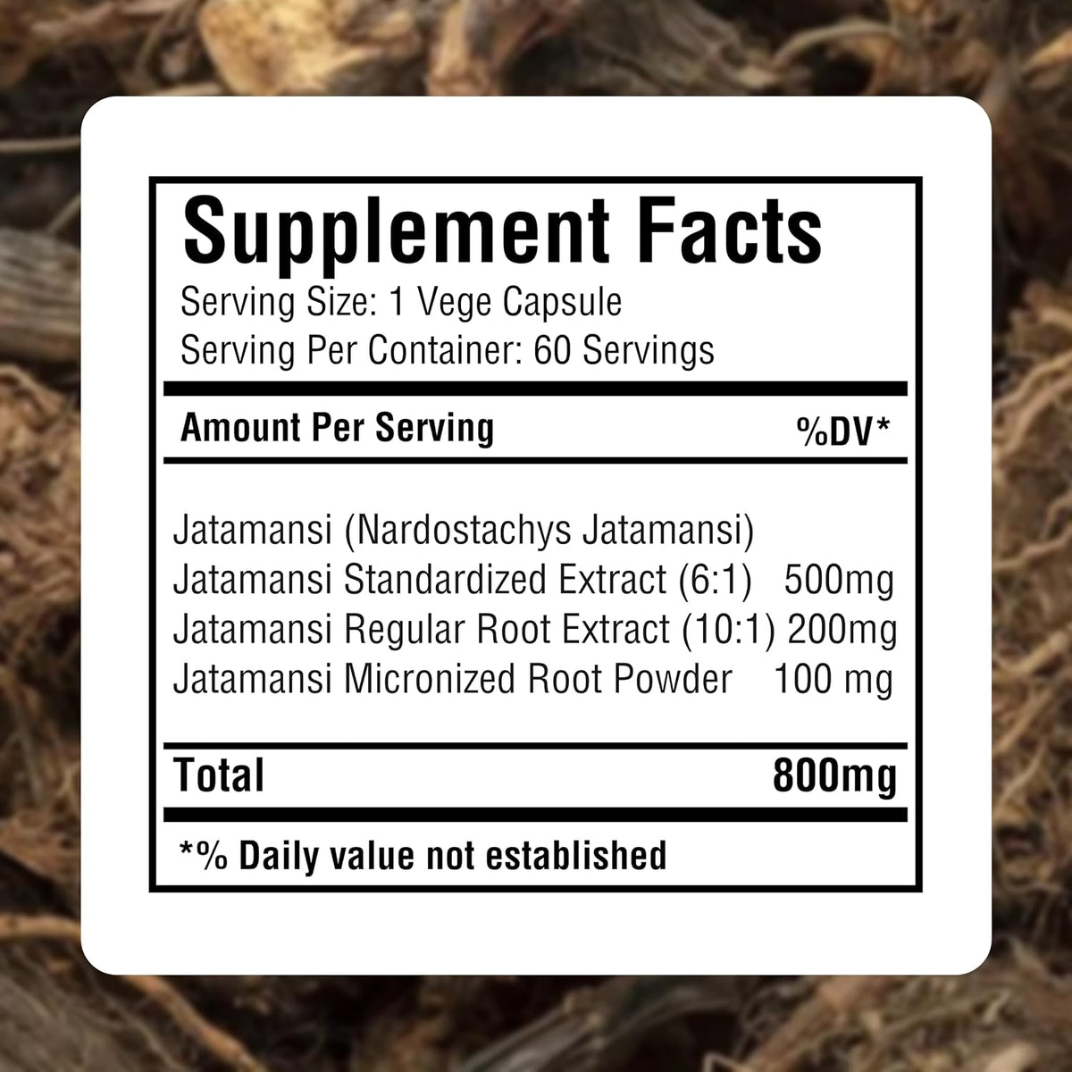 Jatamansi Capsules - Nardostachys Jatamansi Herbal Supplement for Relaxation and Hair Wellness - 60 Vegan Capsules (800 mg each) - görsel 5