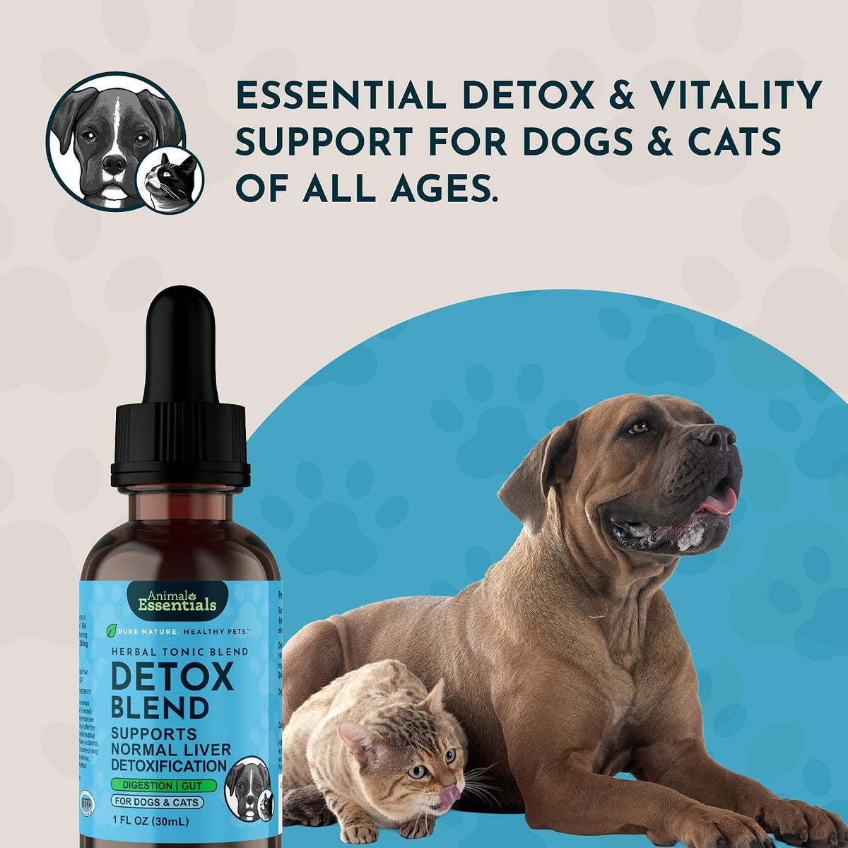Animal Essentials Detox Blend - Liver Support for Dogs & Cats - Organic Herbal Formula - 30 ml - görsel 8