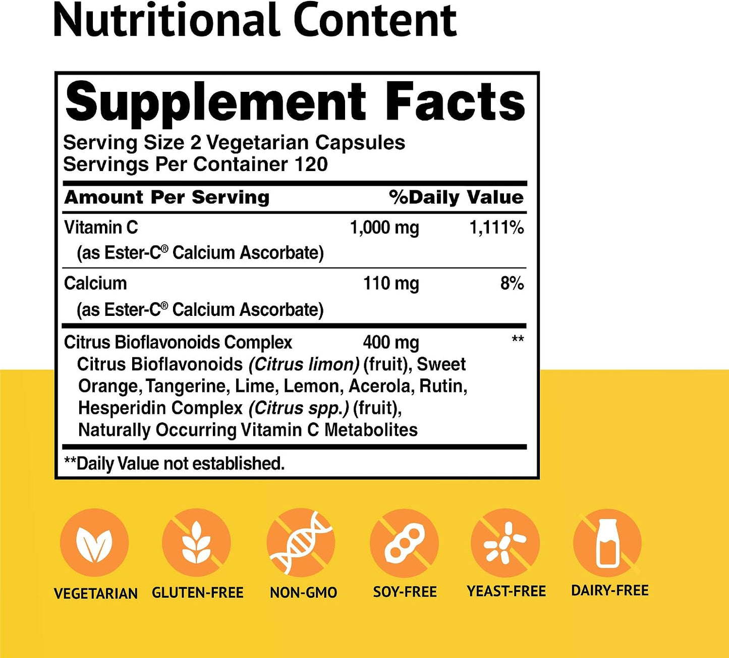 Ester-C® 500 mg with Citrus Bioflavonoids Vegetable Capsules 240 Count - görsel 2