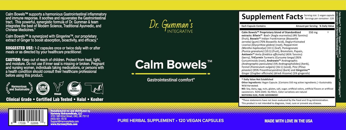 Calm Bowels - Gastrointestinal Comfort Supplement by Harmony Nutraceuticals (120 Vegan Capsules) - görsel 2