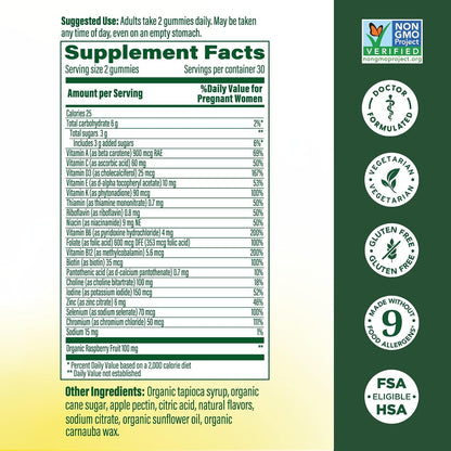 MegaFood Baby & Me 2 Prenatal Vitamins Gummies - Red Raspberry - 60 Gummies