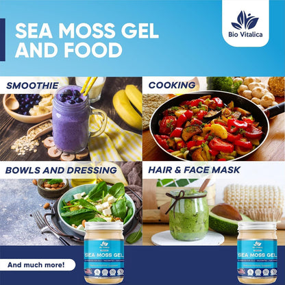 BioVitalica Organic Irish Sea Moss Gel (340g) – Wildcrafted with Bladderwrack & Burdock Root
