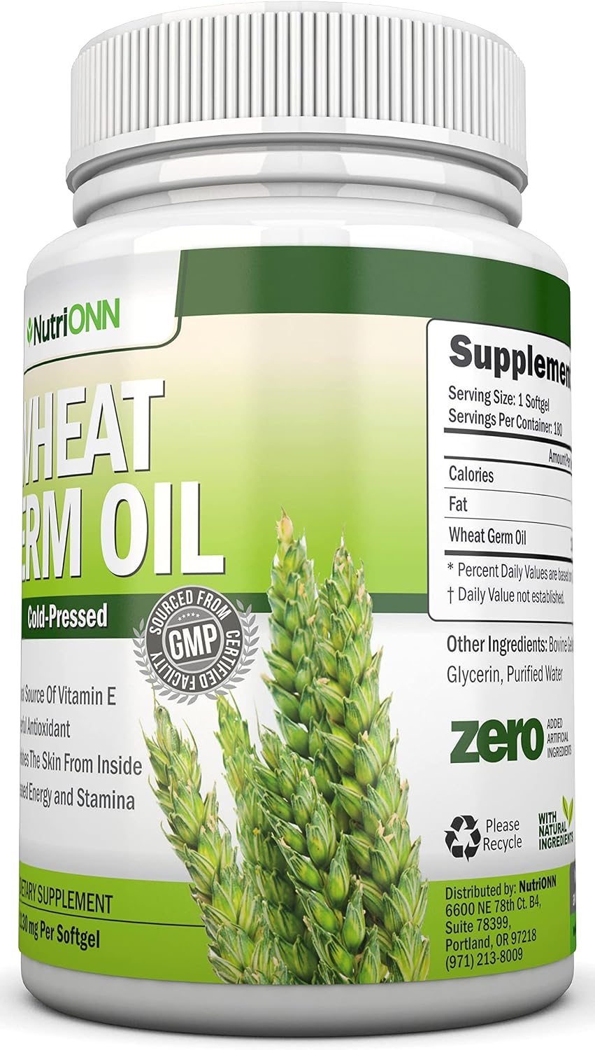 Wheat Germ Oil – 1130 mg – 180 Soft Capsules – Cold-Pressed & Non-GM – Natural Source of Vitamin E - görsel 5