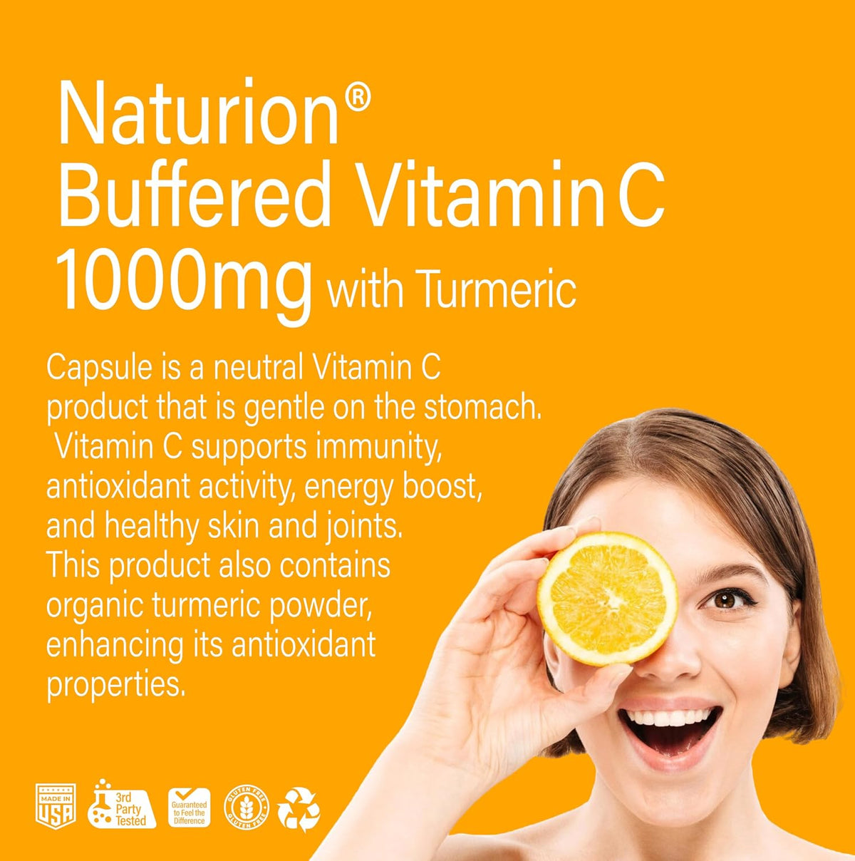 Buffered Vitamin C 1000 mg with Organic Turmeric - Supports Immune Function, Antioxidant, Healthy Skin & Joints - 180 Vegan Capsules - görsel 5