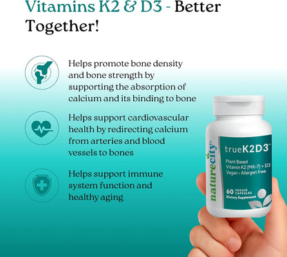 NatureCity TrueK2D3 – Plant-Based Vitamin D3 – Optimum Dosage: A two‑capsule serving gives you 5,000 IU of D3 and – Image 3