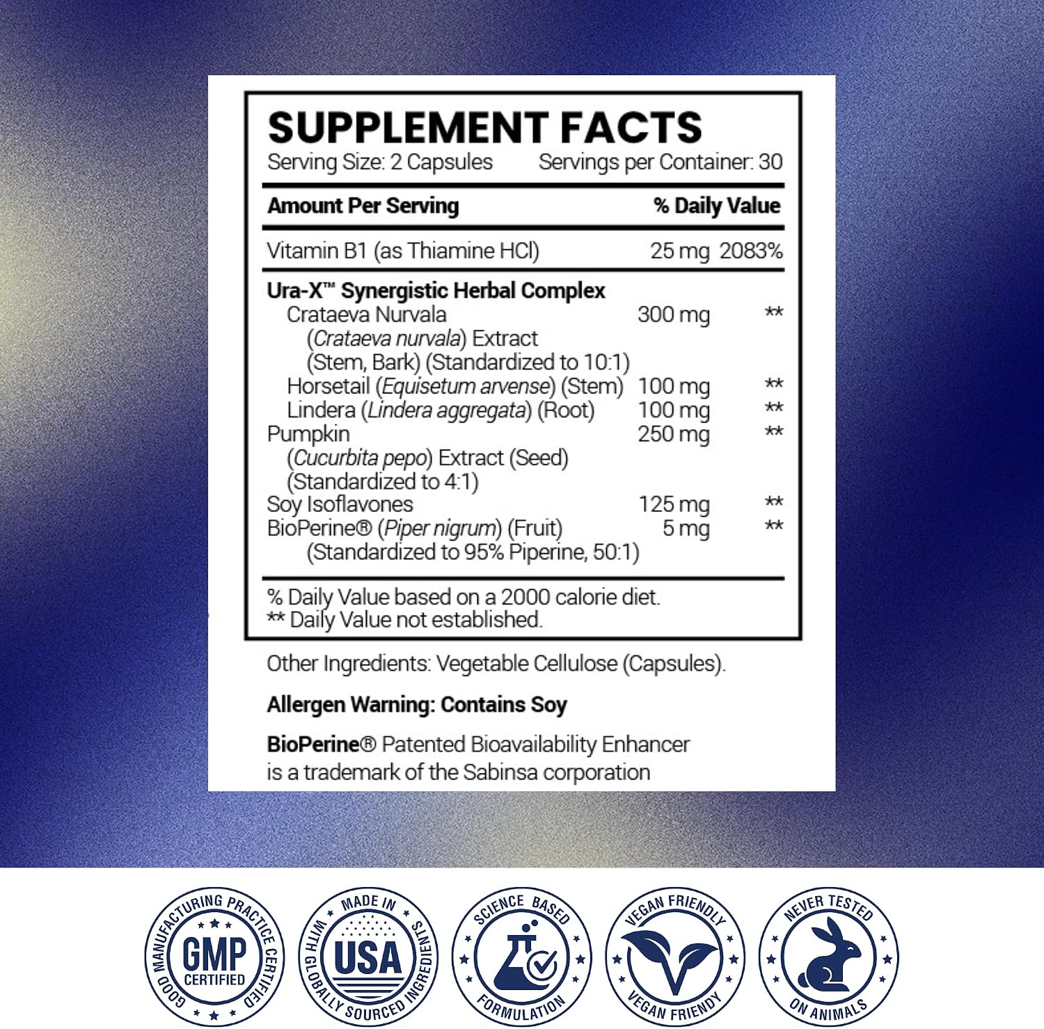 Research Verified Bladder Control - Leakage and Urgency - Pumpkin Seed, Soya Isoflavones, Thiamine - 60 Vegan Capsules - görsel 8