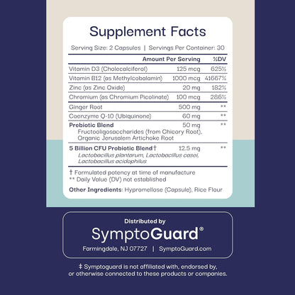 SymptoGuard Natural GLP-1 Supplement Support – 60 Capsules