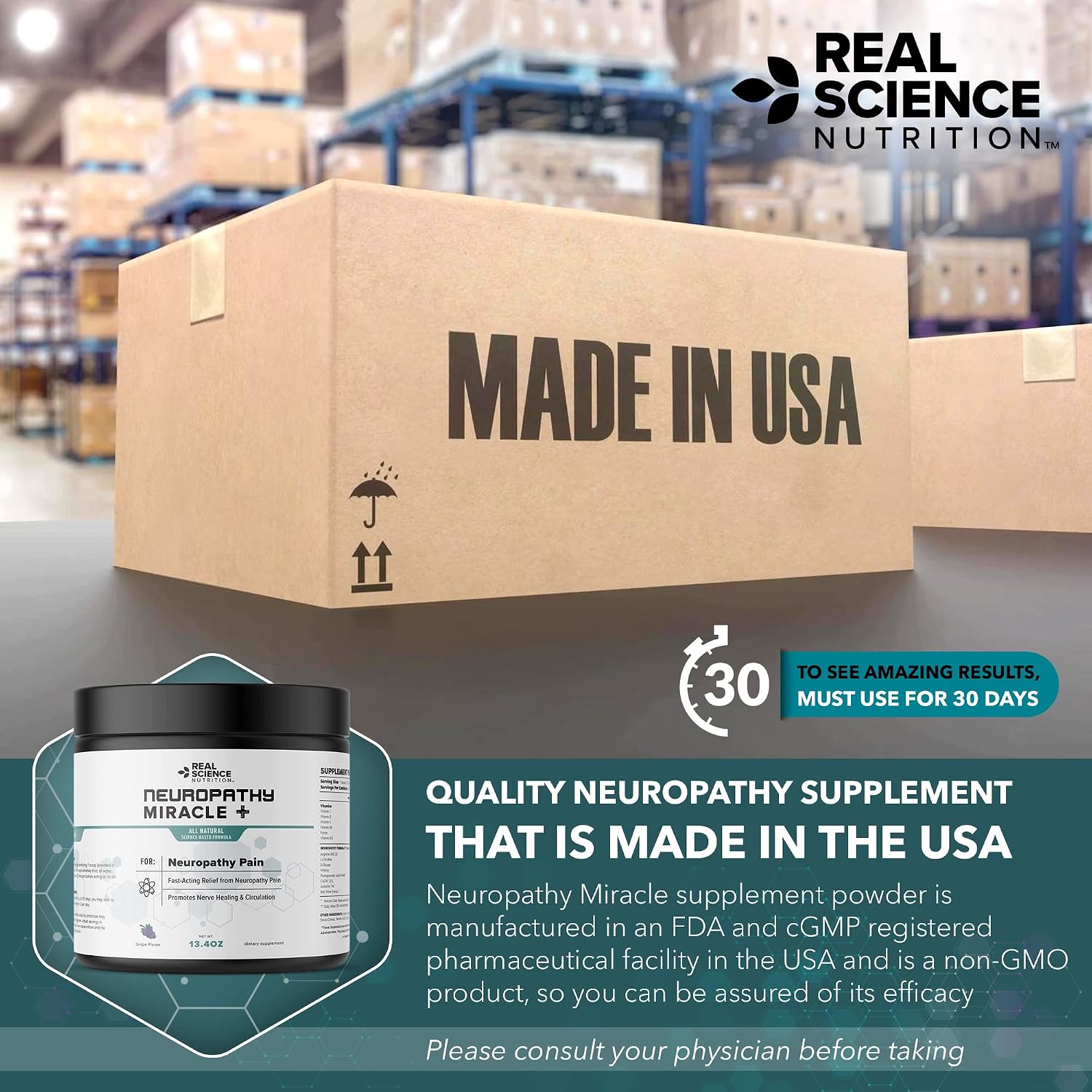 Real Science Nutrition Neuropathy Miracle - Natural Powder Supplement to Support Circulation and Nerve Health - görsel 8