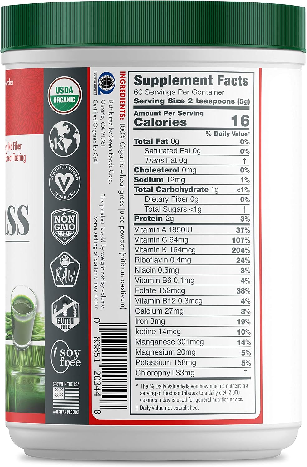 Green Foods Wheat Grass Shots – Certified Organic, Vegan, Non-GM, Gluten-free (150g) - görsel 5