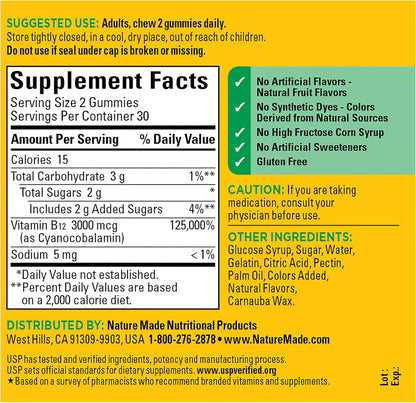 Nature Made Extra Strength Vitamin B12 Gummies 3000 mcg
