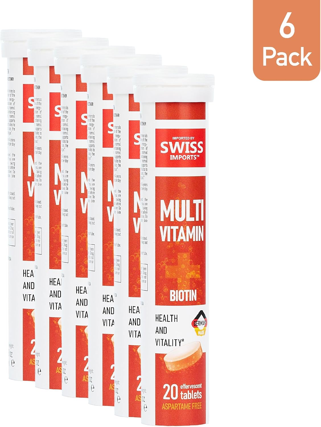 Effervescent Multivitamins + Biotin for Wellness and Vitality Dietary Supplement with Vitamins C, E, B1, B2, B6, B12, A and D3, 6-Pack, 120 Tablets - görsel 2