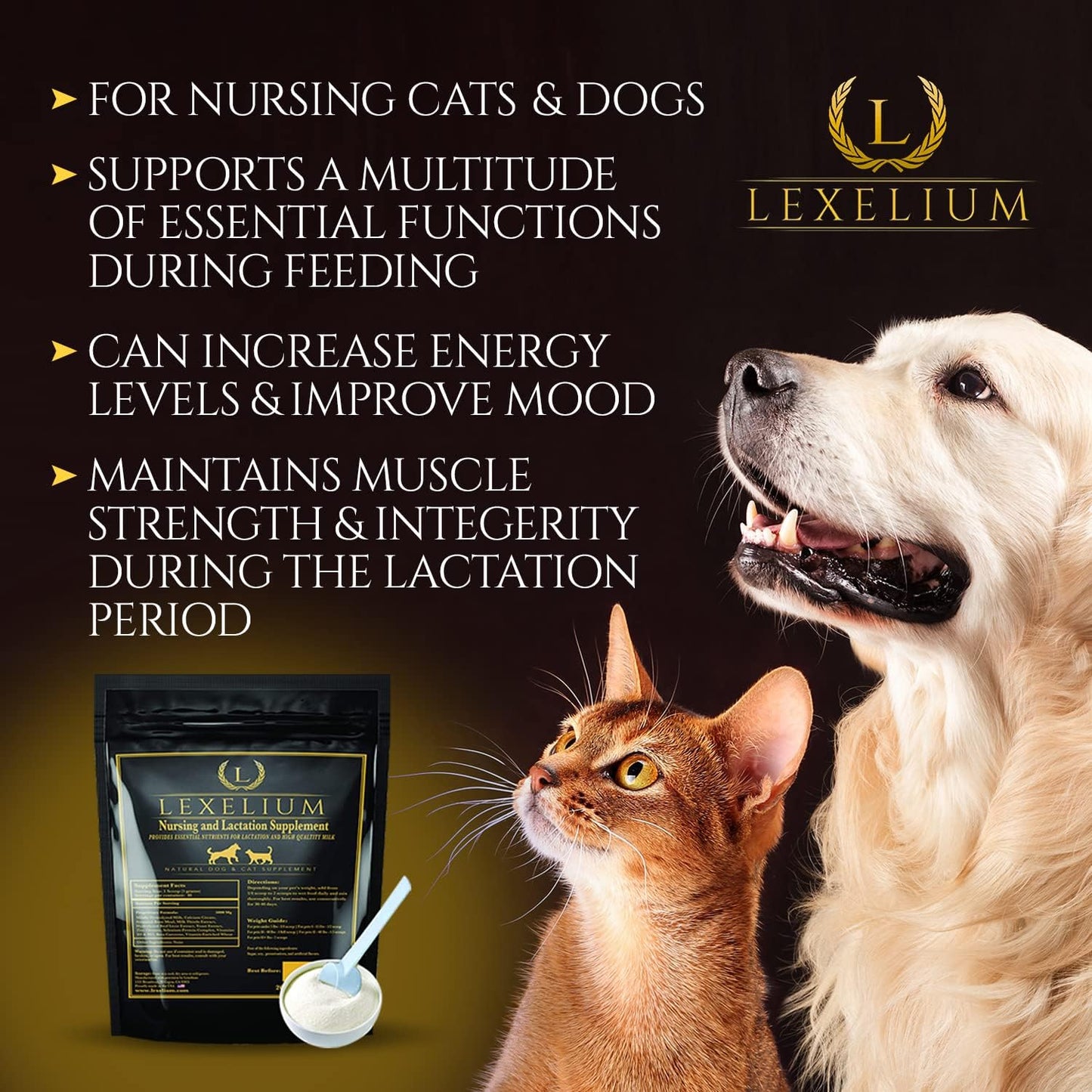 Lexelium Nursing Supplement for Dogs and Cats - Lactation and Recovery Support - 200g - görsel 3