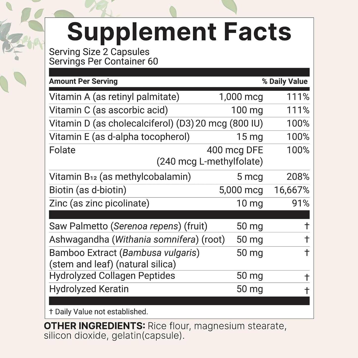 Micro Ingredients Hair Vitamins Complex, 120 Capsules - görsel 2