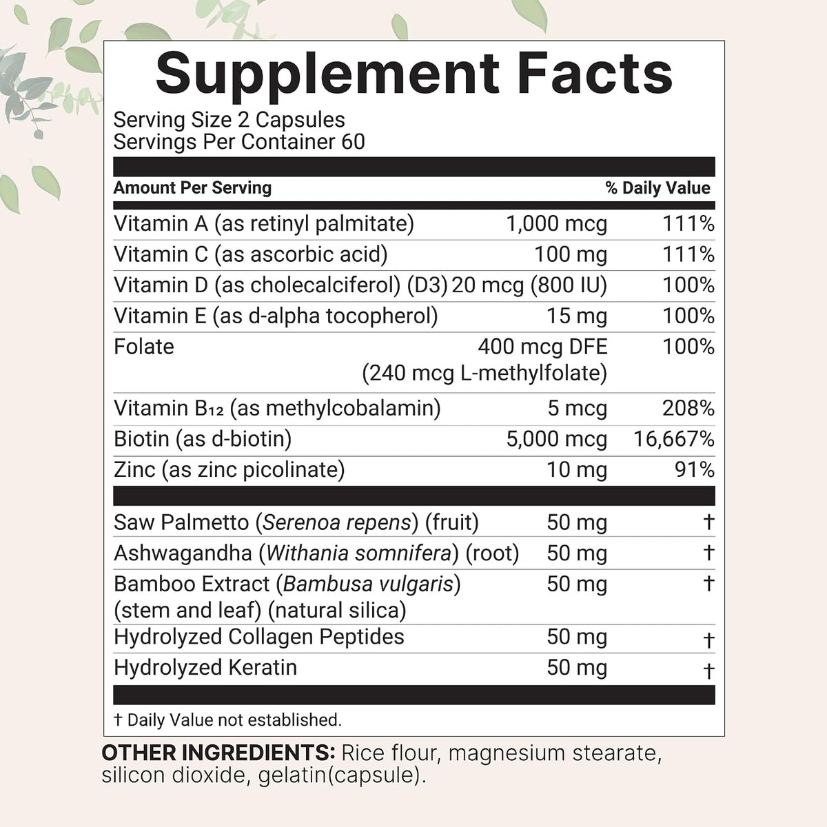 Micro Ingredients Hair Vitamins Complex, 120 Capsules - görsel 2