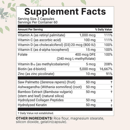 Micro Ingredients Hair Vitamins Complex, 120 Capsules