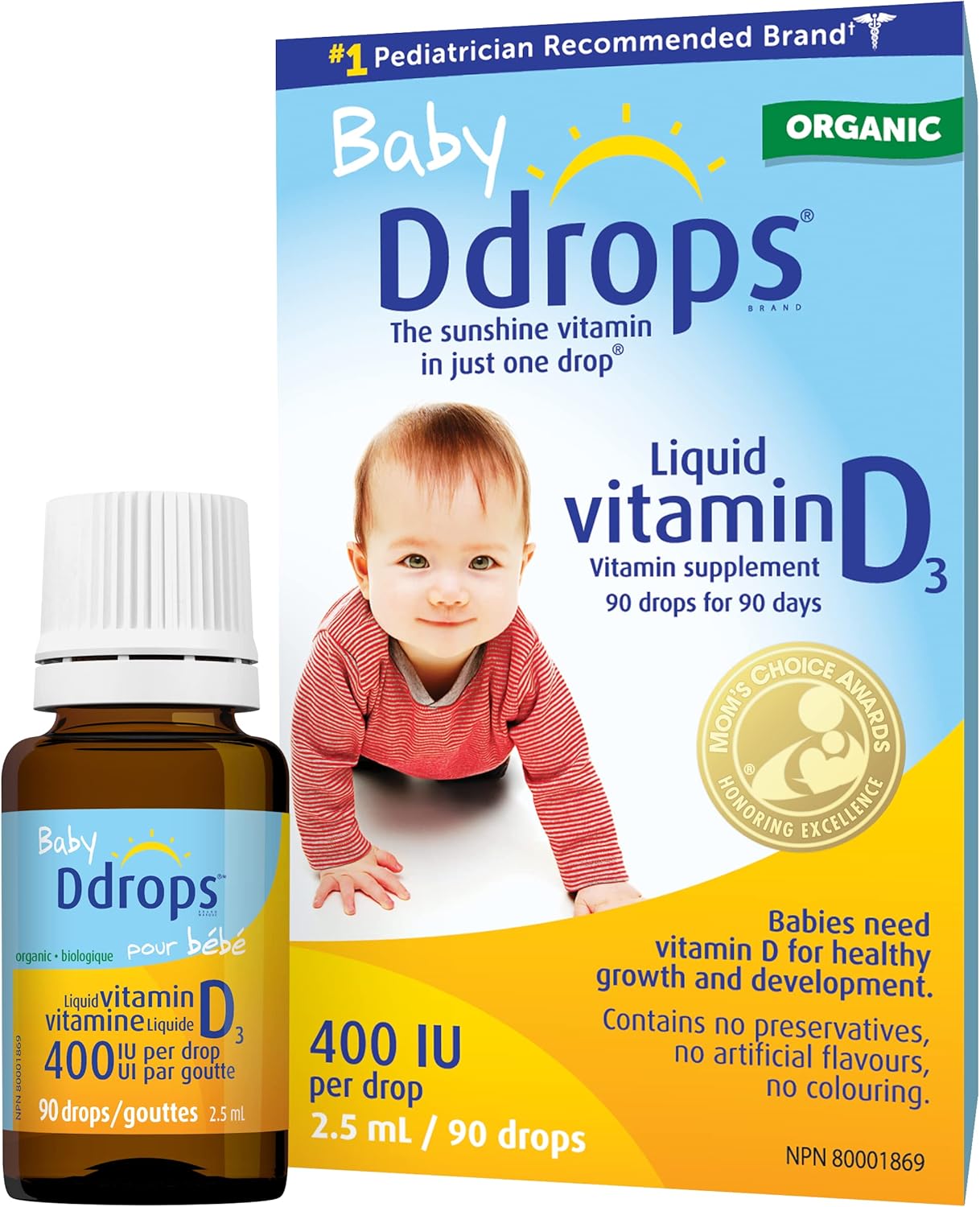 Baby Ddrops D Drops - Liquid Vitamin D for Babies (400 IU, 90 Drops) - görsel 1