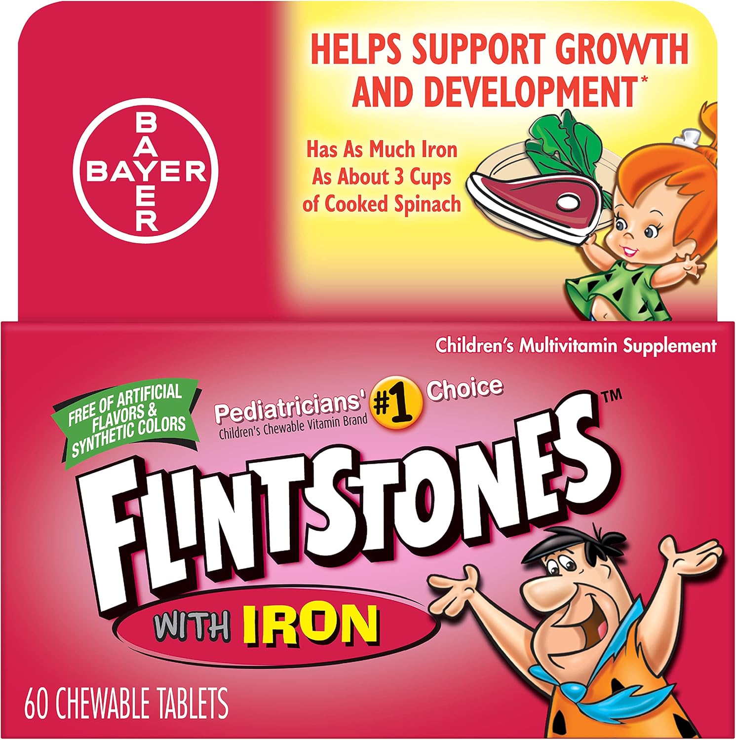 Flintstones Chewable Children's Vitamins with Iron - Multivitamin for Children & Toddlers, 60 Count - görsel 1
